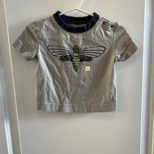 Tea Baby Boy XS 3-6 Bug T Shirt Gray Blue Short Sleeve